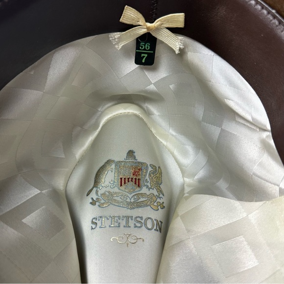 The Imperial Stetson fedora hat in brown with feather in band size 7 or medium - Picture 8 of 9